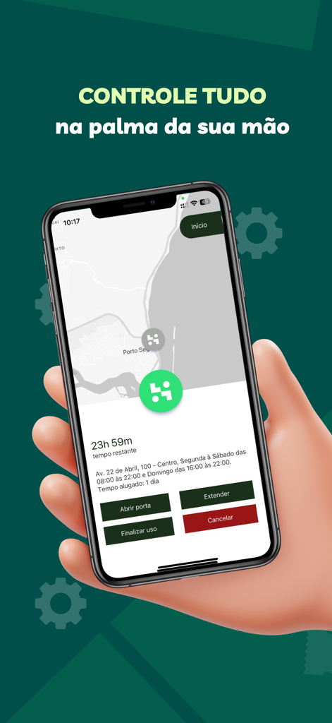 Handover: Luggage Smart Locker - Smartphone screen showing the Handover app interface for managing a luggage locker with buttons to open and extend rental