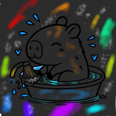 capybara taking a bath