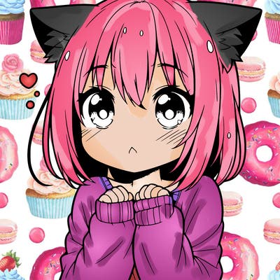 shy anime catgirl