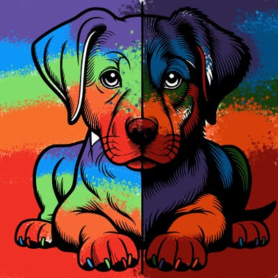 realistic dog split picture