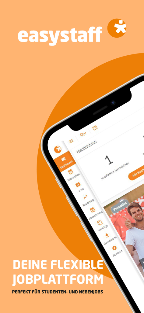 easystaff App - Easystaff app interface showing a dashboard for managing flexible student jobs and side hustles