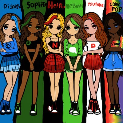 a group of girls realistic