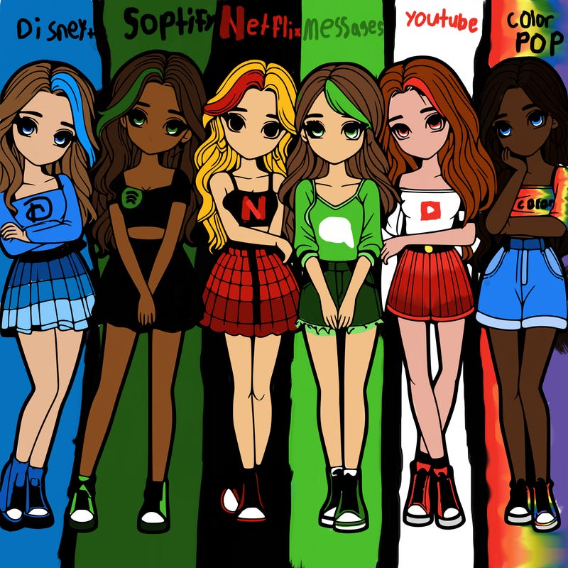 a group of girls realistic