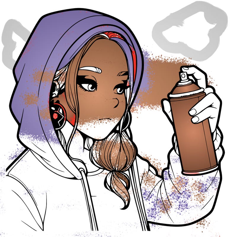 a realistic girl, spray painting