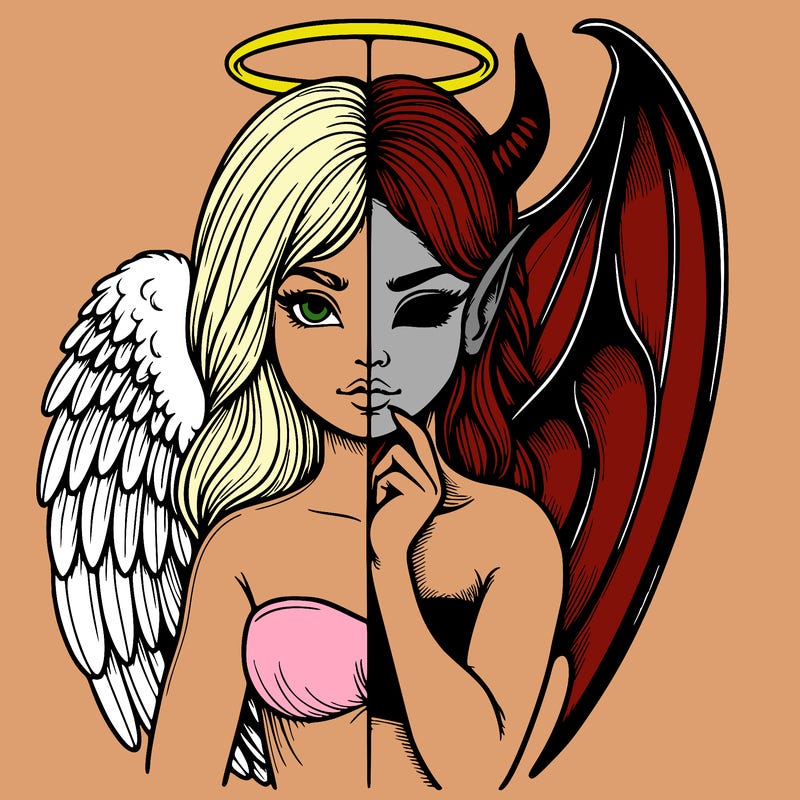 realistic angel half demon