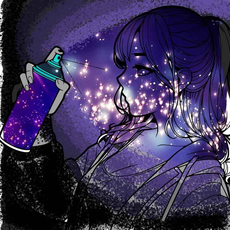 a realistic girl spray, painting