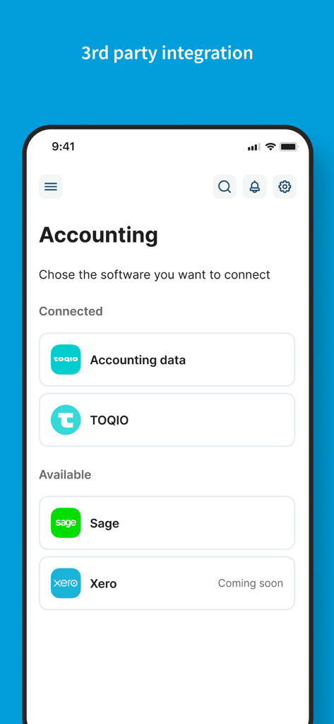 United Nations Debit Card - United Nations Debit Card app third party accounting software integration screen