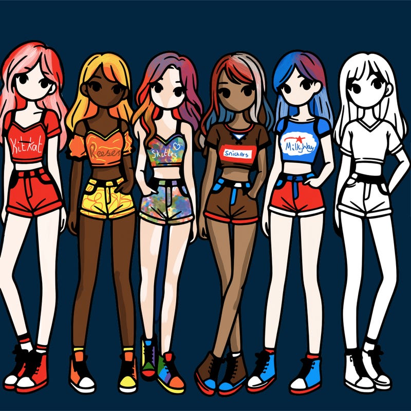 a group of girls wearing crop tops and shorts