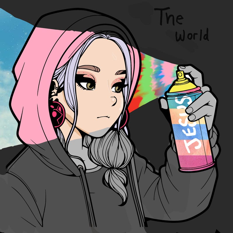 a realistic girl, spray painting