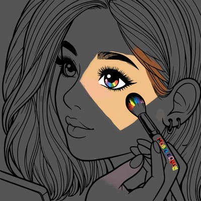 a realistic girl doing her makeup