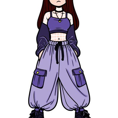 girl in a crop top and baggy pants