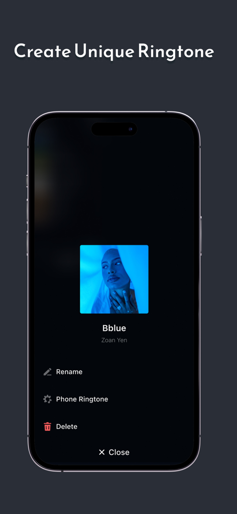 Musico Vision - Listen, Sounds - Musico Vision app interface for creating a unique phone ringtone from a song.