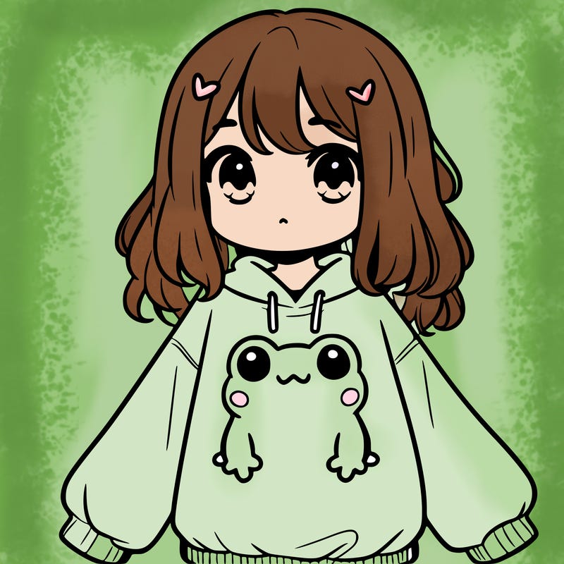 girl wearing frogging sweatshirt