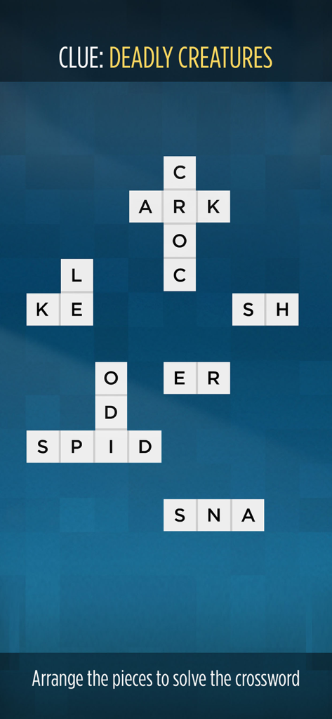 Bonza Planet - Capture d'écran d'un jeu de mots de l'application Bonza Planet affichant des lettres et l'indice « Créatures mortelles ».