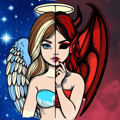 realistic angel half demon