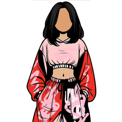realistic girl faceless with baggy pants and a crop top