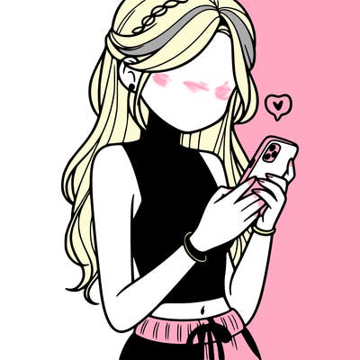 girl with crop top texting on her phone