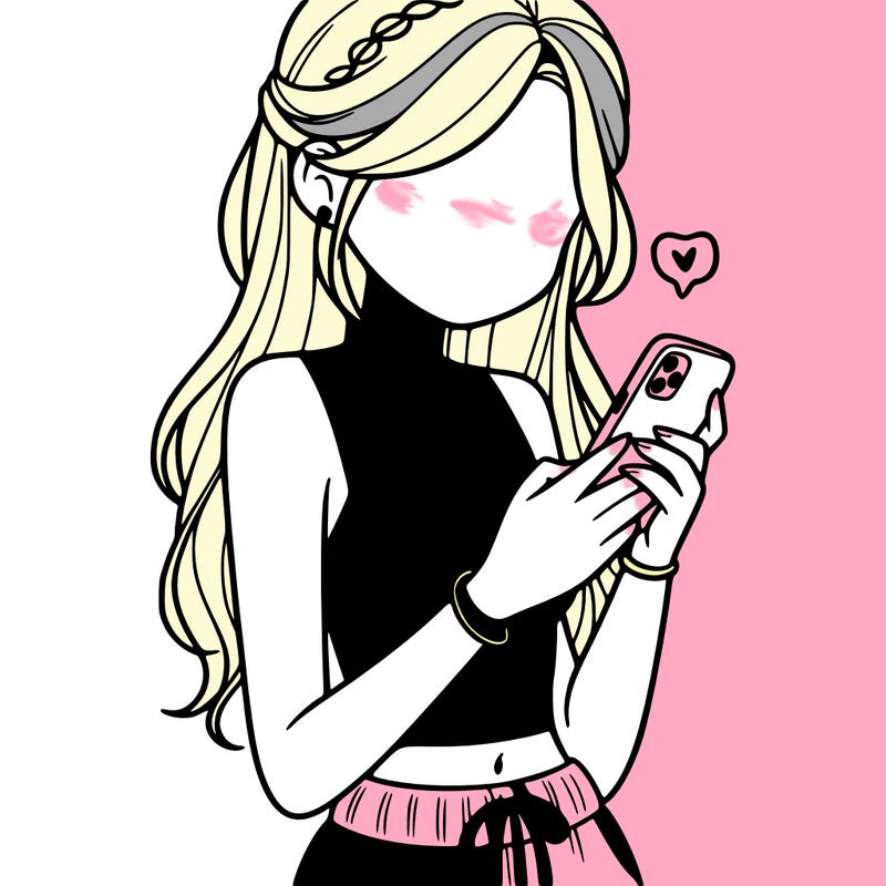 girl with crop top texting on her phone