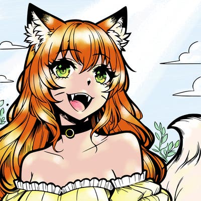 manga fox woman with fangs