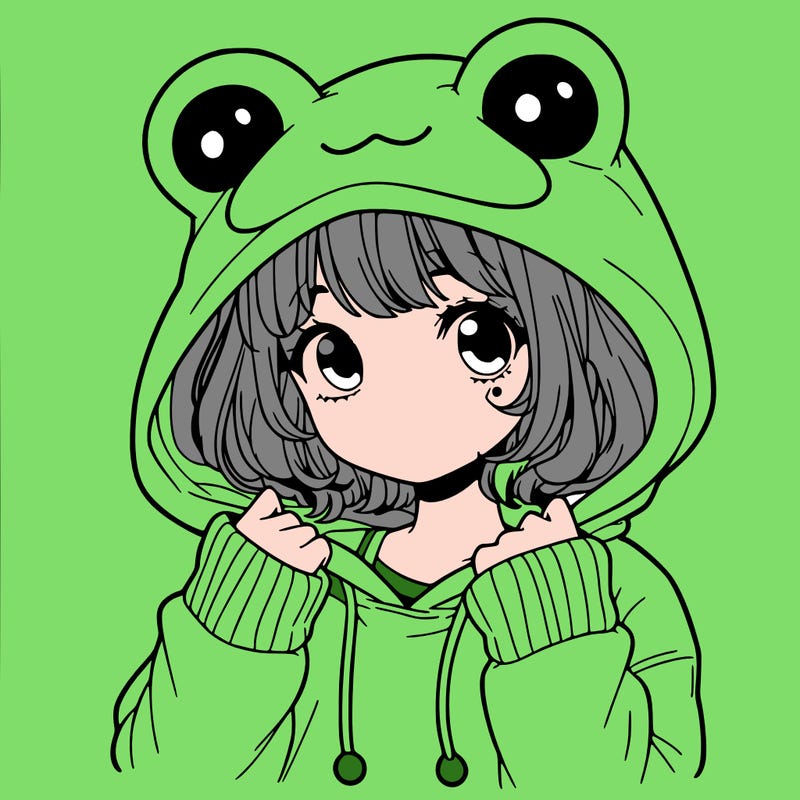 a cute teenage girl wearing a frog hoodie