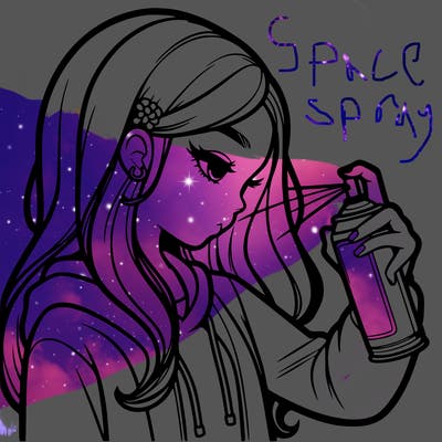 a realistic girl spray painting