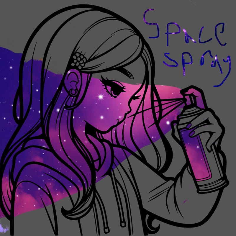 a realistic girl spray painting