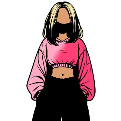realistic girl faceless with baggy pants and a crop top