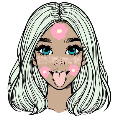 realistic girl with her tongue out