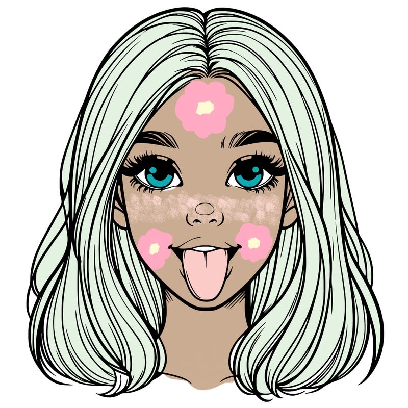 realistic girl with her tongue out