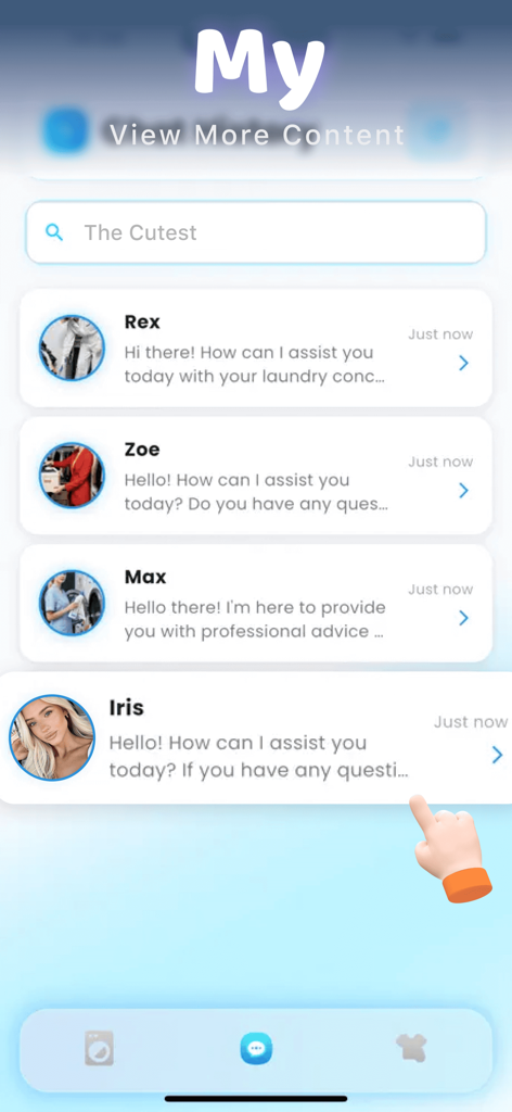 WaGoo - WaGoo app interface showing a list of virtual laundry experts available for instant garment care and stain removal advice