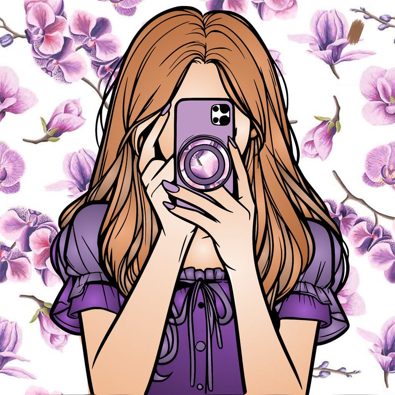 a realistic girl holding her phone taking pictures