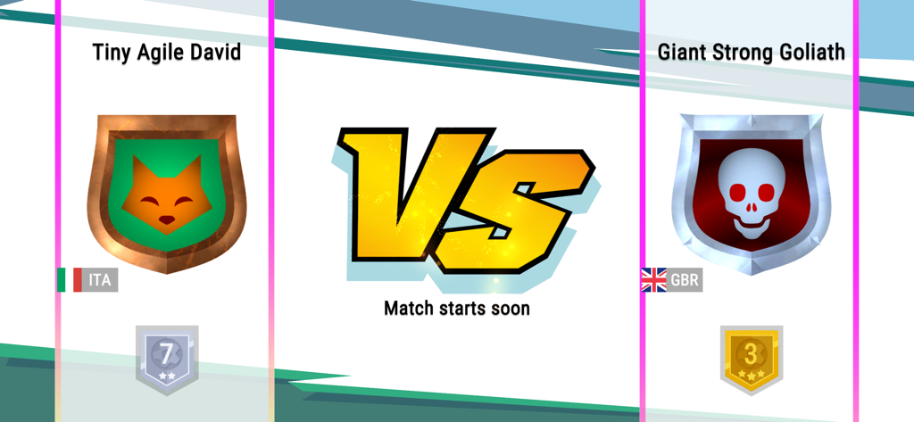 FIFA World Cup 2026™ AXL™ - Loading screen showing two players Tiny Agile David and Giant Strong Goliath preparing for a head-to-head match