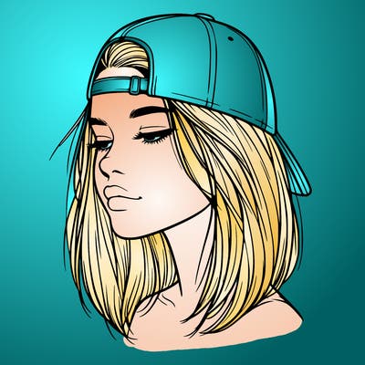 realistic  girl with a backwards hat