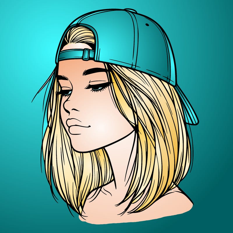 realistic  girl with a backwards hat