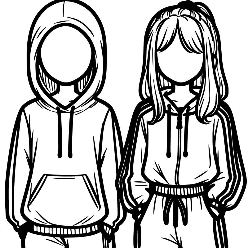 faceless girl in hoodie and girl in tracksuit