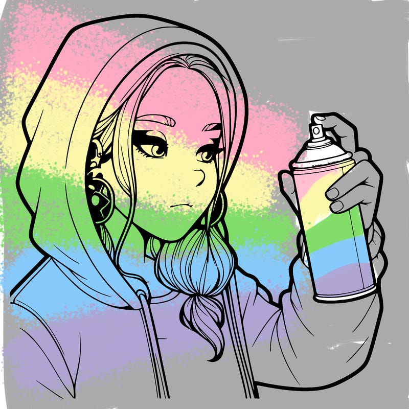 a realistic girl, spray painting