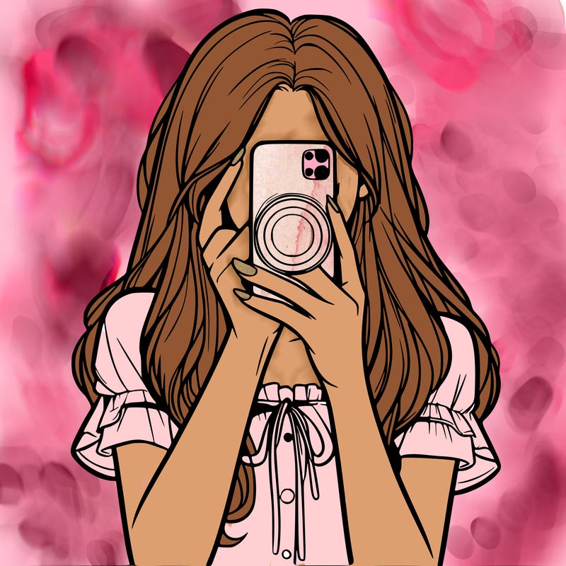 a realistic girl holding her phone taking pictures