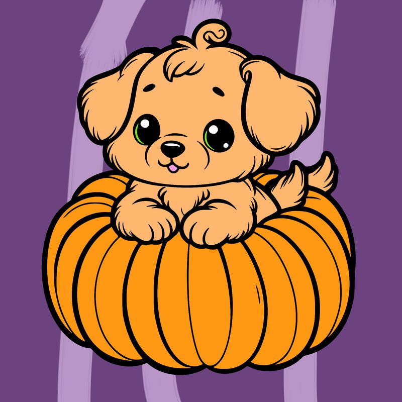 cute little puppy in a pumpkin