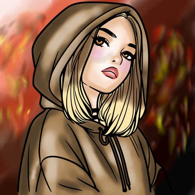 a realistic girl in a hoodie