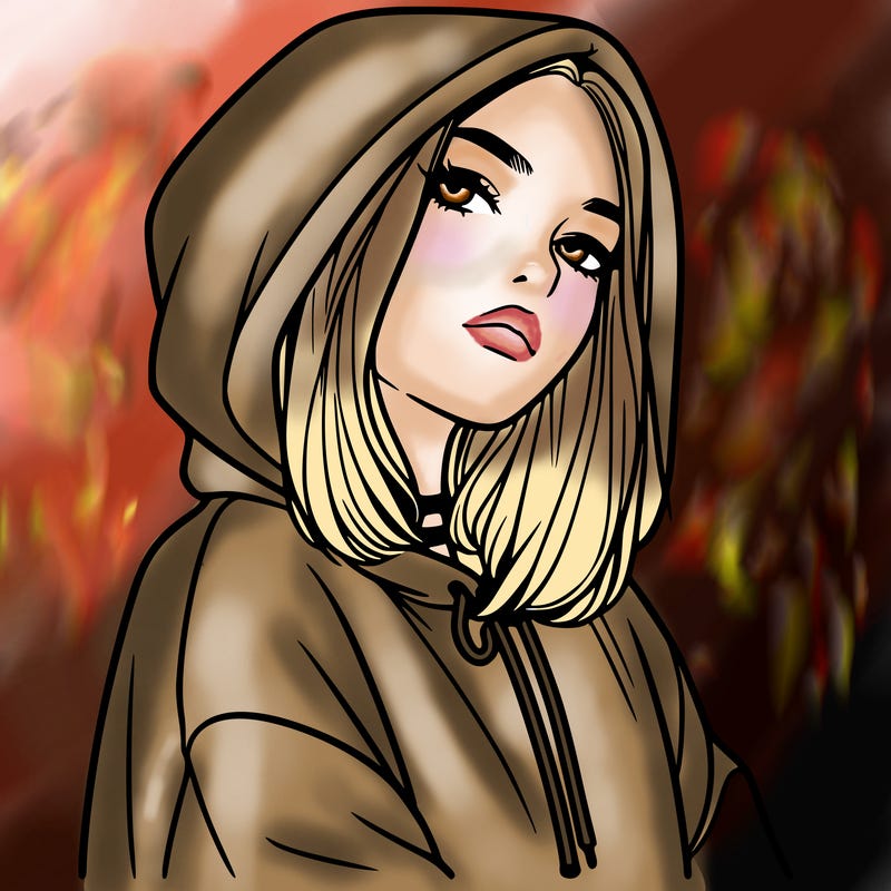 a realistic girl in a hoodie