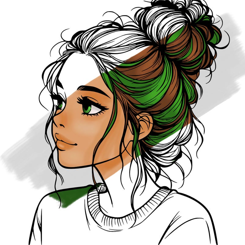 a realistic girl with a messy bun
