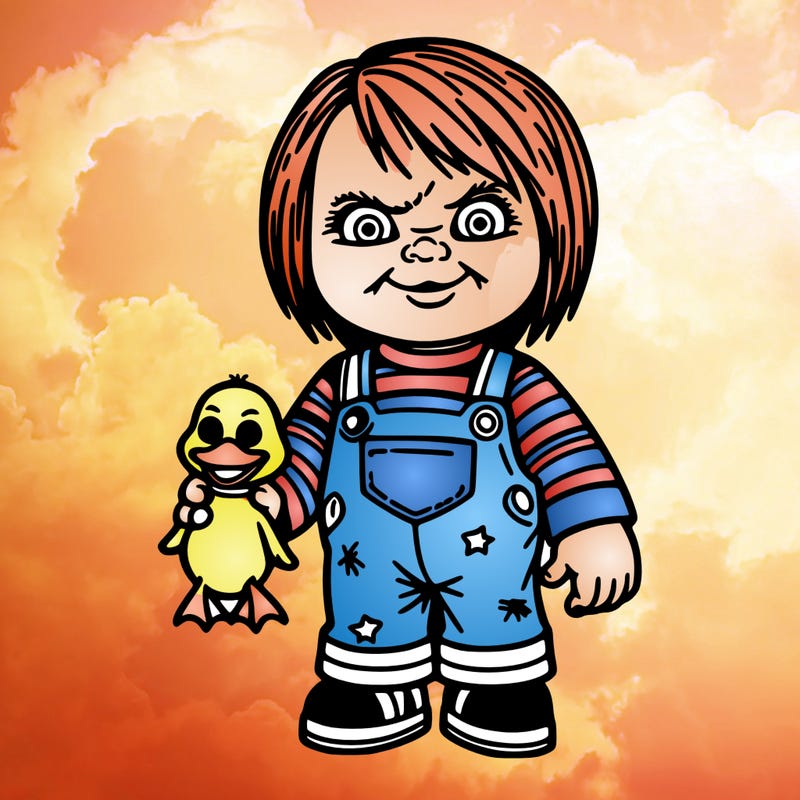 chucky holding a duck