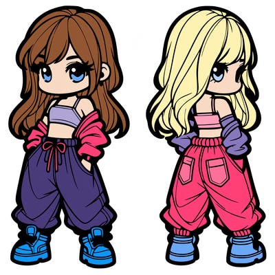 girl in crop top and baggy pants