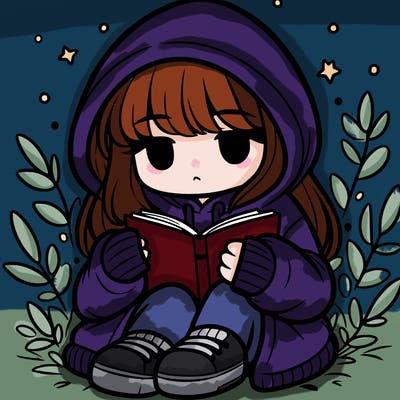 girl in oversized hoodie reading a book