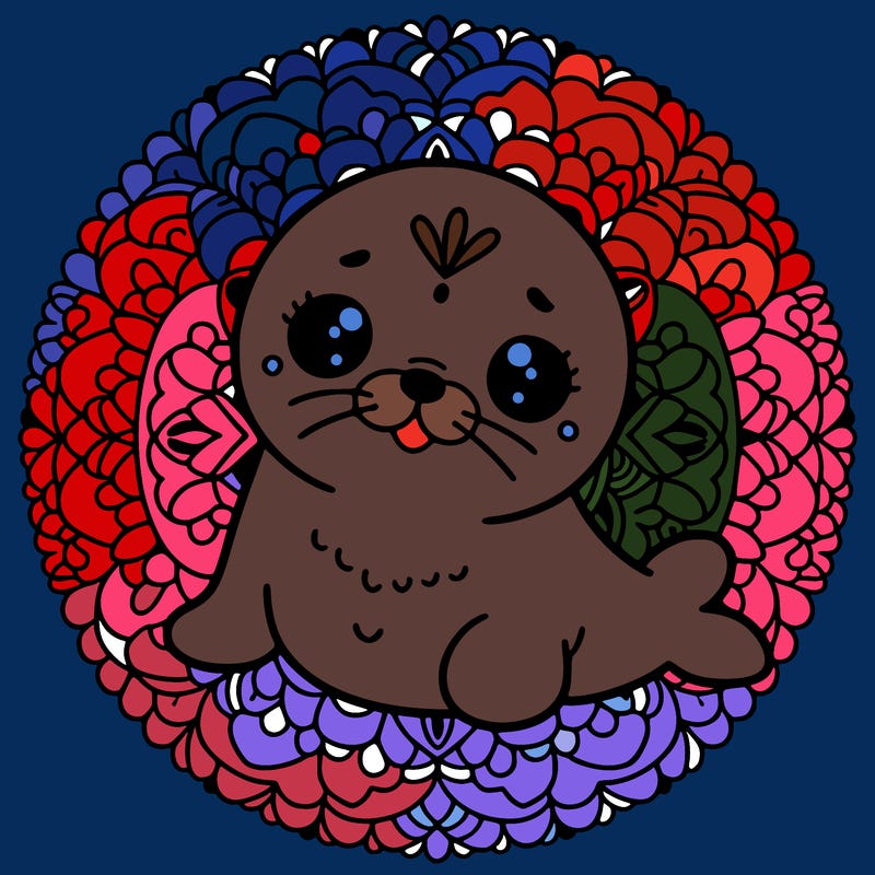 a cute baby seal mandala