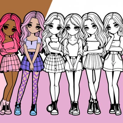 a group of girls realistic