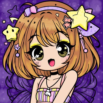cute anime girl with star accessories