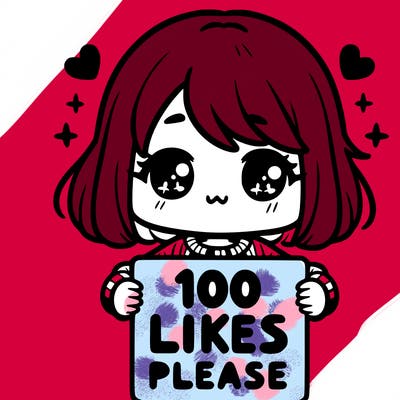 cute girl holding a sign saying 100 likes please