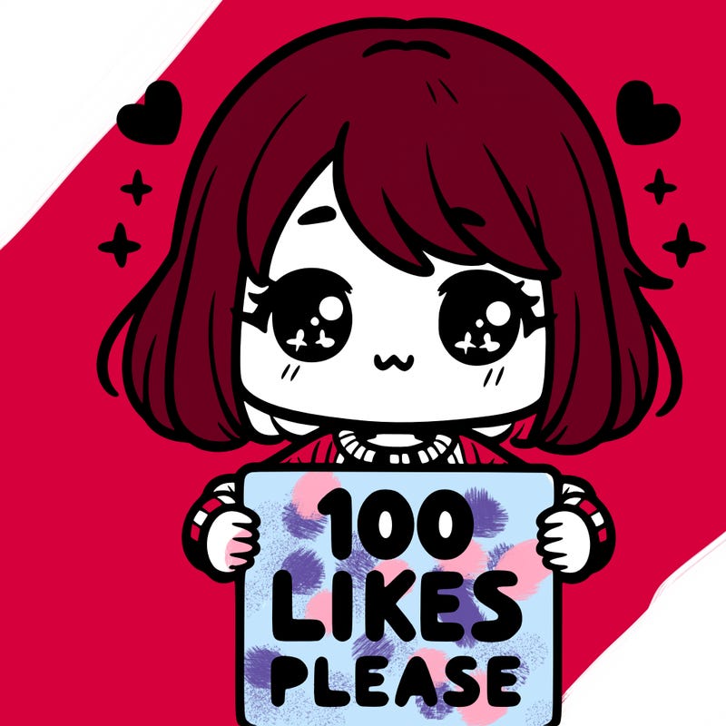cute girl holding a sign saying 100 likes please