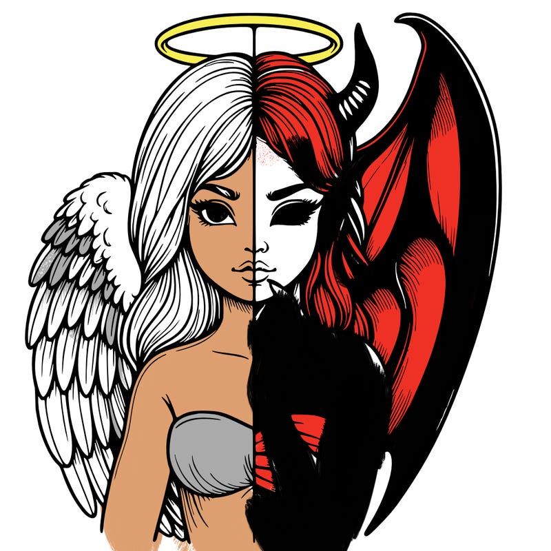 realistic angel half demon